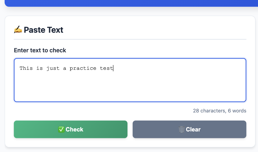 Paste text area with character and word count
